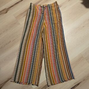 Johnny Was Vichy Drawstring Wide Leg Pants, Size Small